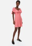 Crinkled Drawstring-detail Dress - Old Rose