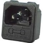 Iec Kettle Panel Mount Male - Press Fit Male With Fuse Holder