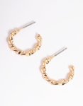 Goldair Gold Wrapped Texture Huggie Earrings
