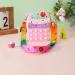 Girl's Simple Fashionable Cherry Print Crossbody Bag With Adjustable Strap And Zipper Closure Bubble Decor Trendy Sling Bag For