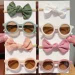 2PCS New Baby Girls Cute Bowknot Hairband + Round Set Hair Accessories