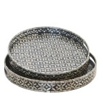 Capiz Round Decorative Tray Set