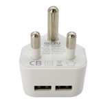 GIZZU 2 X USB 3-PRONG Wall Charger White