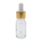 10ML Clear Glass Aromatherapy Bottle With Pipette - White & Gold Collar 18 60
