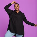 Plus Size Joy & Ash Boyfriend Oversized Shirt - Black