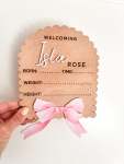 Bow Birth Announcement Plaque - Afrikaans