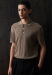 Regular Fit Textured-knit Polo Shirt - Dark Beige