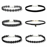 Maxforever 6 Pcs Necklaces Black Velvet Choker Set Classic Gothic Tattoo Lace Chokers