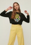 Crop Slim Knitted Sweatshirt - Black