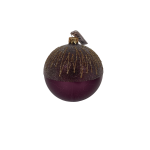 Glass Bauble 10CM - Purple With Gold Squiggles