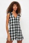 Plaid Overalls - Black & White