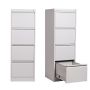 Steel Vertical 4 Drawer Swan Handle Filing Cabinet Cupboard Locker - Light Grey