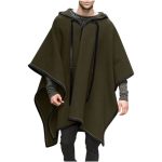 Mens Wool Blend Cape Oversized Casual Hooded Cloak Fall Winter Fashion Stylish Streetwear Pullover Hoodies