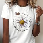 Be Kind Sunflower Iron-on Transfer Decal - Diy Heat Press Sticker For T-shirts Jackets And Pants - Black Polyurethane Material