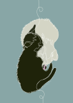 Yin Yang Kittens Single Line Art Print - A4