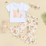 Hip Hop Bunny Short With Bunny Floral Bell Bottoms And Headband