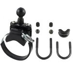 RAM Rail Base With Zinc Coated U-bolt Atv utv Strap & 1" Ball For Rails To 3.15" In Diameter