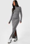 Premium Super Soft Roll Neck Bodycon Maxi Dress - Charcoal