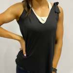 V-neck Shoulder Knot Top Black - Black XL