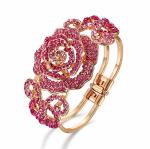 Ever Faith Gold-tone Rose Flower Bud Pink Austrian Crystal Bracelet