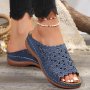 Women's Floral Design Comfort Sandals Hollow Out Platform Soft Sole Walking Shoes Stylish Wedge Slides