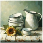 Sage Stretched Canvas Sunflower