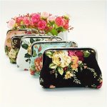 1PC Girl's Rose Canvas MINI Coin Purse Fabric Buckle Coin Bag Cute Little Purse
