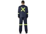 Vintage 100% Cotton Denim Conti Suit - Reflective Arms Legs & Back - Yellow Tape - 58 Dark Blue