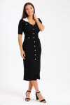 Ladies Classic Button Down Jersey Midi Dress
