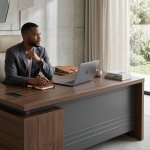 1.6M L-shape Executive Office Desk With Side Cabinet