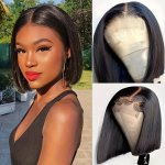 180% Density Straight Bob Wig For Women Pre-plucked With Transparent 4X1 Lace Front Brazilian Human Hair Basic Style Versatile L