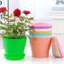 2PCS/5PCS Flower Pot Round Planters Candy Color Succulents Plant Pot Office Desktop Balcony Home Garden Decoration Outdoor Potted