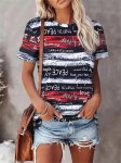 Letter Print Crew Neck T-Shirt Casual Short Sleeve Top For Spring & Summer Women's Clothing