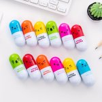 12PCS Cute Pill Ballpoint Pen Cartoon Retractable Capsule Ballpoint Pen
