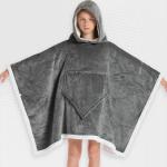 Kids 2 In 1 Dark Grey Hooded Poncho Blanket
