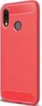 Tuff-Luv Brushed Carbon Fibre Effect Shockproof Shell Case For Huawei P20 Lite Red