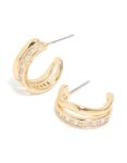 Goldair Gold Plated Cubic Zirconia Illusion Baguette Hoop Earrings