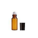 5ML Amberised Glass Roll On Bottle With Black Aluminum Cap & Metal Ball