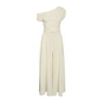 Beige Drop Shoulder Belt Jumpsuit