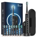 Sonic Electric Toothbrush For Adults - Rechargeable Electric Toothbrush With 8 Brush Heads & Travel Case Teeth Whitening Power E