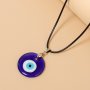 Blue Glass Turkish Eye Pendant Necklace Personality Wax Rope Necklace Protection Necklace Jewelry