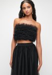 Co- Ord Tulle Ruffle Top - Black