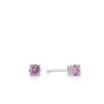 Sterling Silver Pink Cubic Zirconia Round Stud Earrings