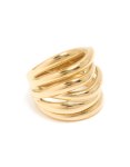 Waterproof Gold Plated Stainless Steel Bold Stacked Line Ring - M l