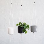 White Leather Hanger - With Grey Emerson Ceramic Pot 16CM