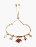Goldair Gold Red & White Flower Charm Toggle Bracelet