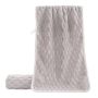 2 Piece - Soft Cotton Bath Towels With Waffle Weave Pattern - Light Grey