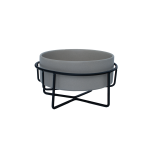 Raised Ceramic Bowl With Metal Stand - Grey - Dog Bowls - Small