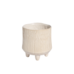 Ceramic Ribbed White Planter - Large