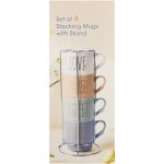 Clicks New Bone Chine Stackable Mug Set With Rack 4 Pack